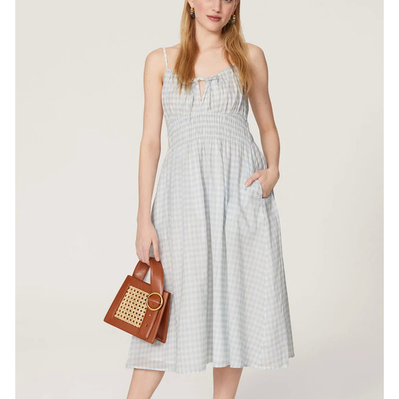 Tory Burch Dresses & Skirts - Tory Burch Blue White Gingham Beach Midi Dress MEDIUM Dorthy Ruffle Cottage $298